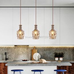 Pendant Lamps Industrial Lighting Rope Lights Carved Iron Glass Hanging Light Fixture Restaurant Creative Led