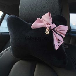 Seat Cushions Cute Bowknot Universal Car Seat Headrest Neck Pillow Rhinestones Supplies Auto Waist Support Car Accessories Interior for Women x0720