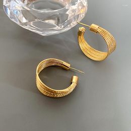Stud Earrings Trendy 14K Real Gold Plated Geometric Metal For Women Girl Jewellery S925 Silver Needle Weddings Party Fine Gift
