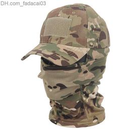 Ball Caps MEGE Tactical Camouflage Mask Hat Baseball cap Military Skullies Unisex Hip Hop Knit Hat Elastic Outdoor Hat Z230720