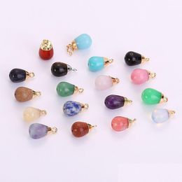 Pendant Necklaces Handmade Natural Crystal Stone Healing With Gold Plated Chain For Women Men Fashion Party Club Jewellery Drop Delive Dhuue