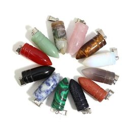 Charms Natural Stone Quartz Pillar Shape Charm Pendant Crystal Healing Gemstone Earring Necklace For Jewellery Making Drop Del Dhgarden Dhkbb