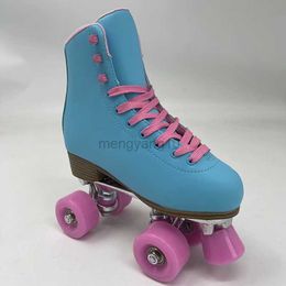 Inline Roller Skates High Quality Blue Pvc Leather Roller Skates Shoes Patines Beginners 4 Wheels Double Row 2 Line Skating Sliding Quad Sneakers HKD230720