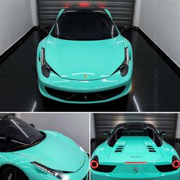 3 Layers Gloss Tiffany Blue Vinyl Film Glossy Car Wrap Foil With Air Release DIY Car Sticker Wrapping Size 1 52x20 meters Roll287w