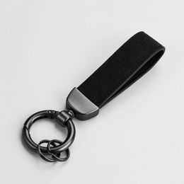 Custom Lettering Keychains Suede Leather Keyrings Metal Engrave Name Customised Logo Key Chain For Car Women Men Gift S52