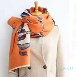Winter New Double sided Scarf Women Cashmere Warm Lady Horse Scarves Thick Blanket Soft Shawls Wraps1245W
