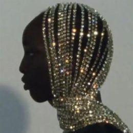 Hair Clips & Barrettes Exaggerated Rhinestone Long Tassel Headband Cover Full Head Chains Headpiece For Women Luxury Crystal Bib H288u
