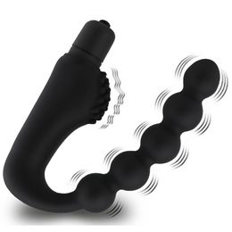 yutong Silicone 10 Speeds Anal Plug Prostate Massager Vibrator Butt Plugs 5 Beads Toys for Woman Men Adult Product Shop o241Z