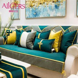 Avigers Luxury Patchwork Velvet Teal Green Cushion Covers Modern Home Decorative Throw Pillow Cases for Couch Bedroom 210315312m