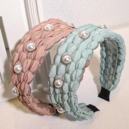 Hair Clips European And American Creative Solid Color Fabric Braid Headband High-End Atmosphere Fashion Pearl Ring Woman Jewelry