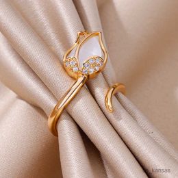 Band Rings Stainless Steel Rings For Women Men Gold Colour Open Geometric Leaf Ring Female Male Fashion Jewellery Gift R230720