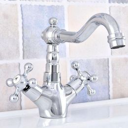 Kitchen Faucets Chrome Brass Deck Mount Bathroom Sink Faucet Swivel Spout Cold Mixer Water Tap 2sf659