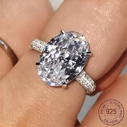 Oval Finger Ring Band Dazzling Brilliant 10 14mm Lab Diamond Silver 925 Classic Wedding Anniversary Gift For Wife&Girl J-536254m