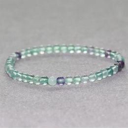 MG0033 Whole Rainbow Fluorite Bracelet 4 mm Mini Gemstone Bracelet Women's Natural Crystals Energy Balance Jewelry205Q