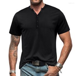 Erkekler Tişörtleri Yaz Erkekler Pamuk Gömlek Sıradan Henleys Mens Kısa Kollu T-Shirts Erkek V yaka üstleri Klasik Tees Giyim