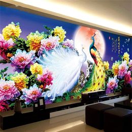 DIY Diamond Embroidery Round Diamond Blooming rich peacock Full rhinestone 5D Diamond painting cross stitch needlework 201212350C