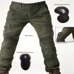 Men's motorcycle pants uglyBROS Motorpool stylish riding jeans racing Protective pants of locomotive Black Stain over Olive g343Q