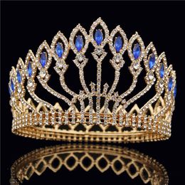 Fashion Crystal Metal Big Crown Bridal Tiaras Pink Wedding Crown Hair Jewellery Pageant Diadem Queen King Crown W0104245r