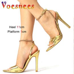 Sandals 2023 New Summer Pointed High Heels Fashion Snake Print Party Sandals Plus Size Buckle Strap Women's Shoes Golded Banquet Pumps L230720