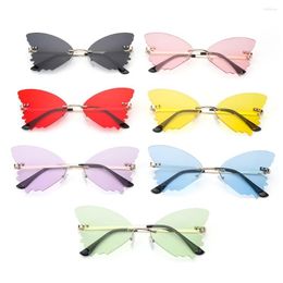 Sunglasses Fashion Butterfly Women's Vintage Metal Rimless Glasses UV Protection Trendy Punk Streetwear Eyewear