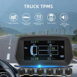 Smart Solar Car TPMS Tyre Pressure Monitor for Light Vans Heavy Truck Tyre Alarm with 6 External Sensors Auto Security272t