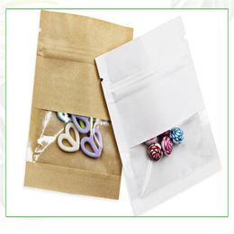 translucent window on front paper packaging zip lock bag clear and brown package self seal zipper packing pouches 9 13cm 100pcs326T