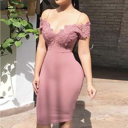 Plus Size Cocktail Party Dress 2021 Vestidos de gala Sexy Women Short Evening Dress Dusty Pink Arabic Women Prom Dresses284W