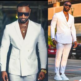 White Double Breasted Celebrity Mens Customised Wedding Tuxedos Red Carpet Men Wear Dinner Prom Party Blazer Jacket Pants298g