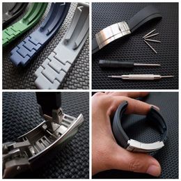 20mm New soft durable waterproof watch band RUBBER strap for ROL SUB GMT YM with slippage silver original steel clasp2623