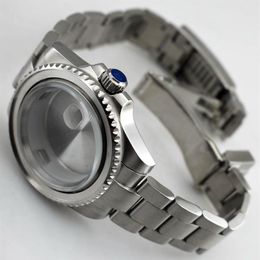 40mm Sapphire glass case for ETA 2836 Mingzhu 2813 3804 Miyota 82 Silver Stainless Steel Watch Case For Mens Watch P620240H