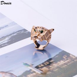 Donia Jewellery luxury ring fashion tiger head copper inlaid zircon European and American creative female handmade designer gift223g