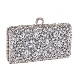 Finger ring Evening Clutch Bags Crystal Diamond-Studded Evening Purse With Chain Shoulder Wallet Women's Handbags Silver Black288W