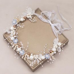 Hair Clips Romantic Bridal Band Headdress Colourful Flowers Hand-Prepared Pearl Head Wear Women And Children Accessories