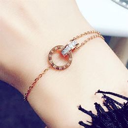 Simple Titanium Steel Roman Digital Bracelet Personality Jewelry Girlfriends Charm Bracelets With Women Girl Bangle Link231F