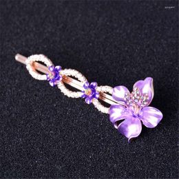 Hair Clips Fashion Women Girls Colourful Enamel Barrettes Shinning Crystal Rhinestones Flower Clip Gold Alloy Jewellery Wholesale