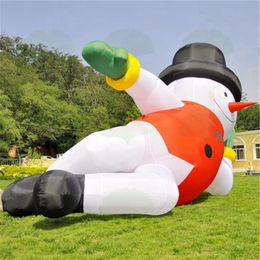 Outdoor games Customised Christmas Decoration inflatable snowman balloon air winter character lying with red hat for USA2766