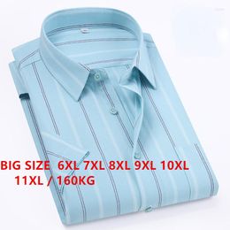 Men's Casual Shirts Oversized 11XL Oxford Cotton For Men Short Sleeve Summer Business Single Pocket Button-down