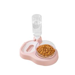 Pets Food and Water Bowl Set Cat Bowls Elevated Cat Food Bowl with Automatic Waterer Bottle for Small or Medium Size Dogs Cats