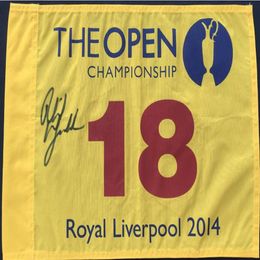 PHIL MICKELSON 2014 BRITISH OPEN Auto collection signed signatured Autographed open Masters glof pin printed flag236P