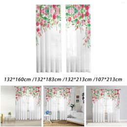 Curtain 2Pcs Printed Sheer Curtains Light Filtering Tulle Rod Pocket Voile Drape Window Drapes For El Kids Room Kitchen