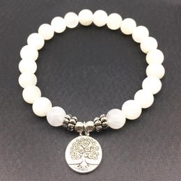 SN1334 High Quality Women's Bracelet Natural Moonstone Tree of Life Charm Bracelet Meditative Yogi Balance Bracelet329Z