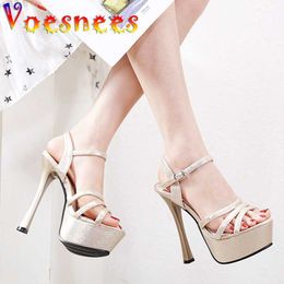 Sandals Patent Leather Pole Dance Women Shoes Platform Peep Toe Super Thin High Heel Sandals Sexy Glamorous Nightclub Catwalk Show Shoes L230720