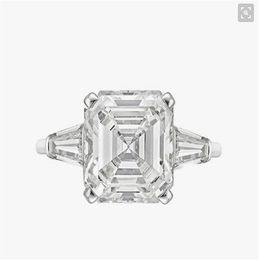 New Real 925 Sterling Silver Luxury Asscher Cut Diamond Wedding Engagement Ring for Women Silver Radiant Cut Ring Jewelry N64248K