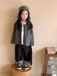 Jacken Offener Stich Mantel Herbstsaison Produkt Koreanische Jungen Mädchen Kinder Kleidung Knopf Einreihig Soild Baumwolle Weich