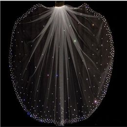 Glitter Sparkling High Quality 1 Layer Crystals Wedding Veils With Comb White Ivory Bridal Accessories Cheap 300V
