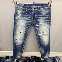 Italian fashion European and American men's casual jeans high-grade washing pure hand grinding quality optimization LA9821255i