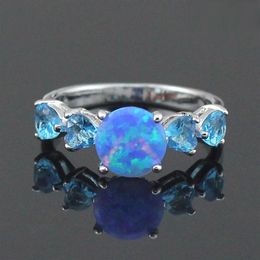 Cluster Rings Fashion Jewellery Blue Fire Opal Stone For Women Size 5 5 6 5 7 5 8 5 OR847314i