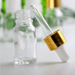 Ejuice Glass Dropper Bottle 10ml With Glass Gold Cap for Essential Oil E Liquid 10 ml Clear bottles Kxcto