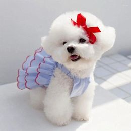 Dog Apparel Summer Dress Blue Skirt Pet Clothing Chihuahua Teddy Puppy Cat Princess Cute Clothe