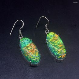 Dangle Earrings Hermosa Dashing Charm Dichroic Glass Silver Colour Jewellery Gifts Drop For Women Girls 1 3/4 Inch FQ276